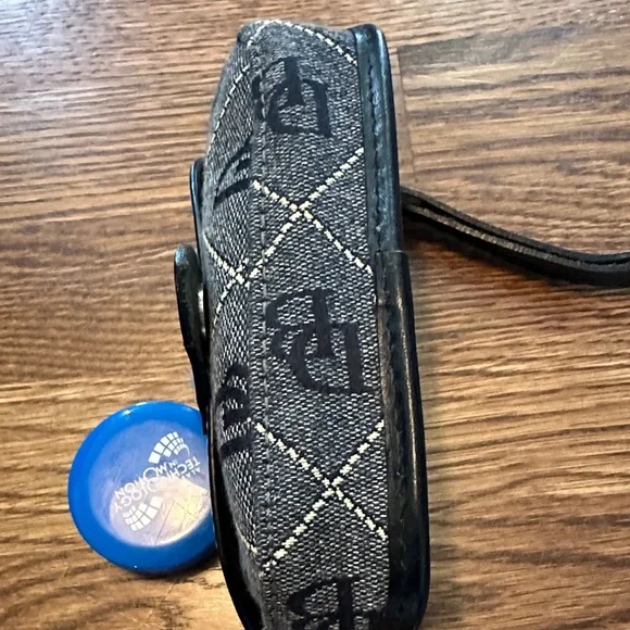 Dooney & Bourke Denim Logo Quilted Wristlet in Gray and Black - Picture 13 of 14